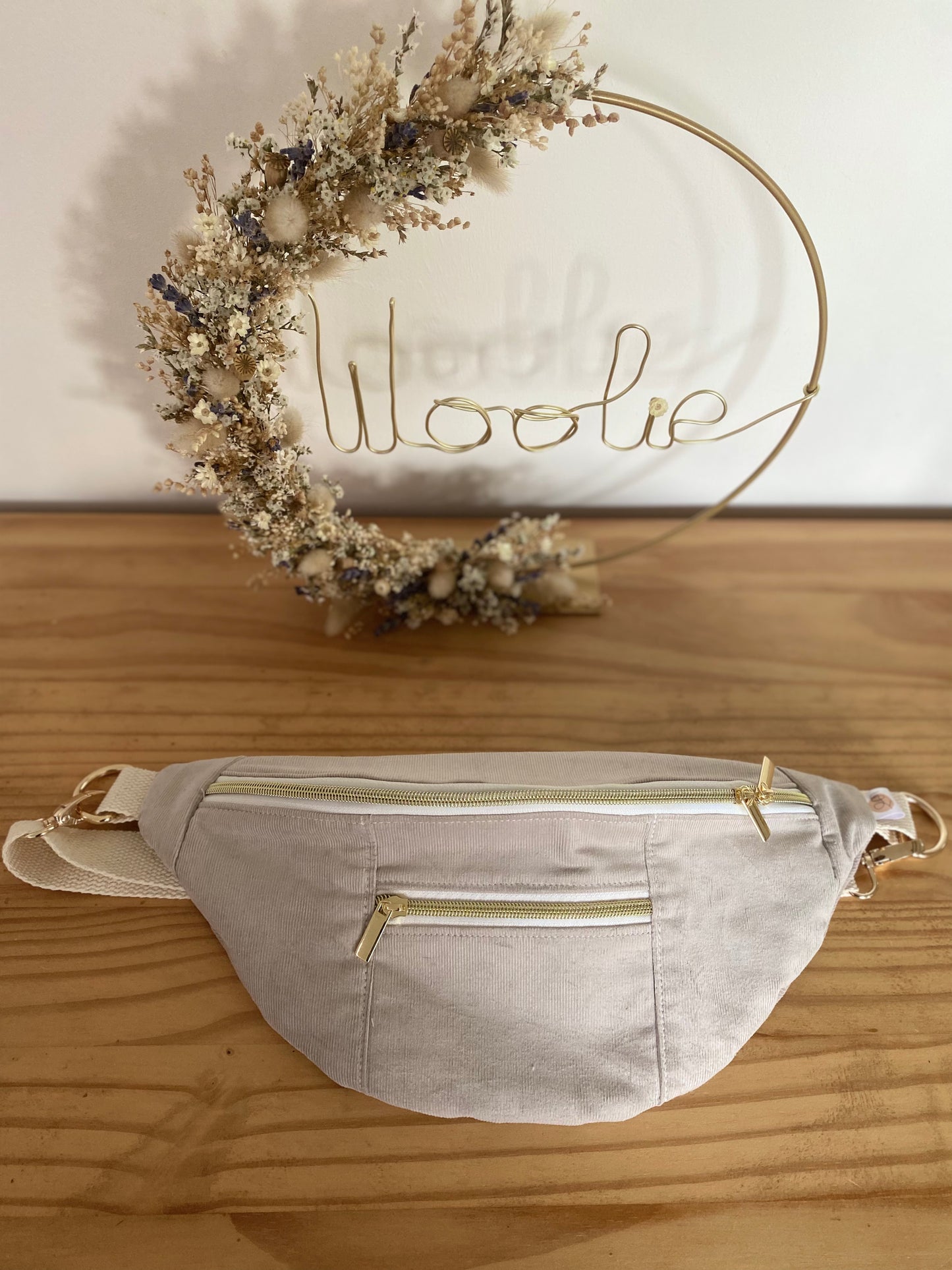 Banane Velours Beige - Modèle Paulette